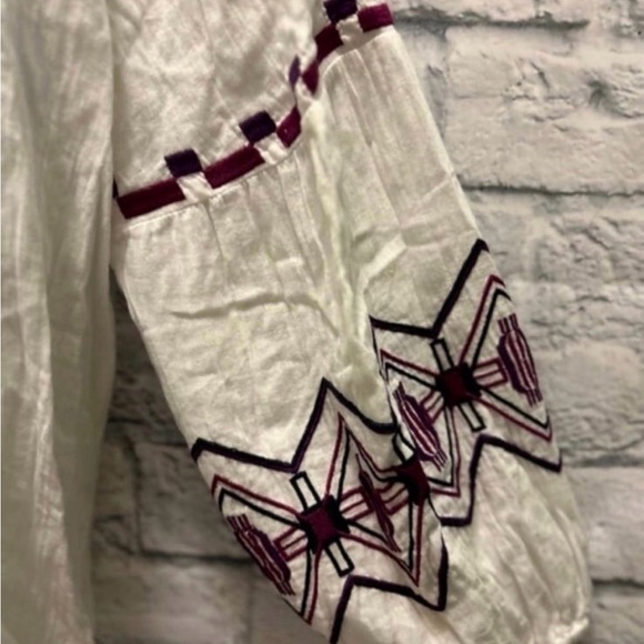 Lane Bryant Classic Split-Neck Embroidered Peasant Blouse Size 20 - Picture 8 of 12